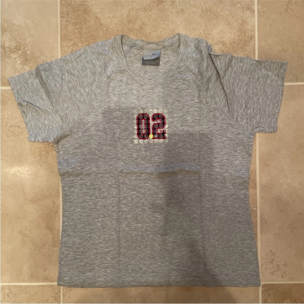 NIKE WOMEN T SHIRT COTTON POLY GREY 02 comfortable stretch large Soft 2002 Retro